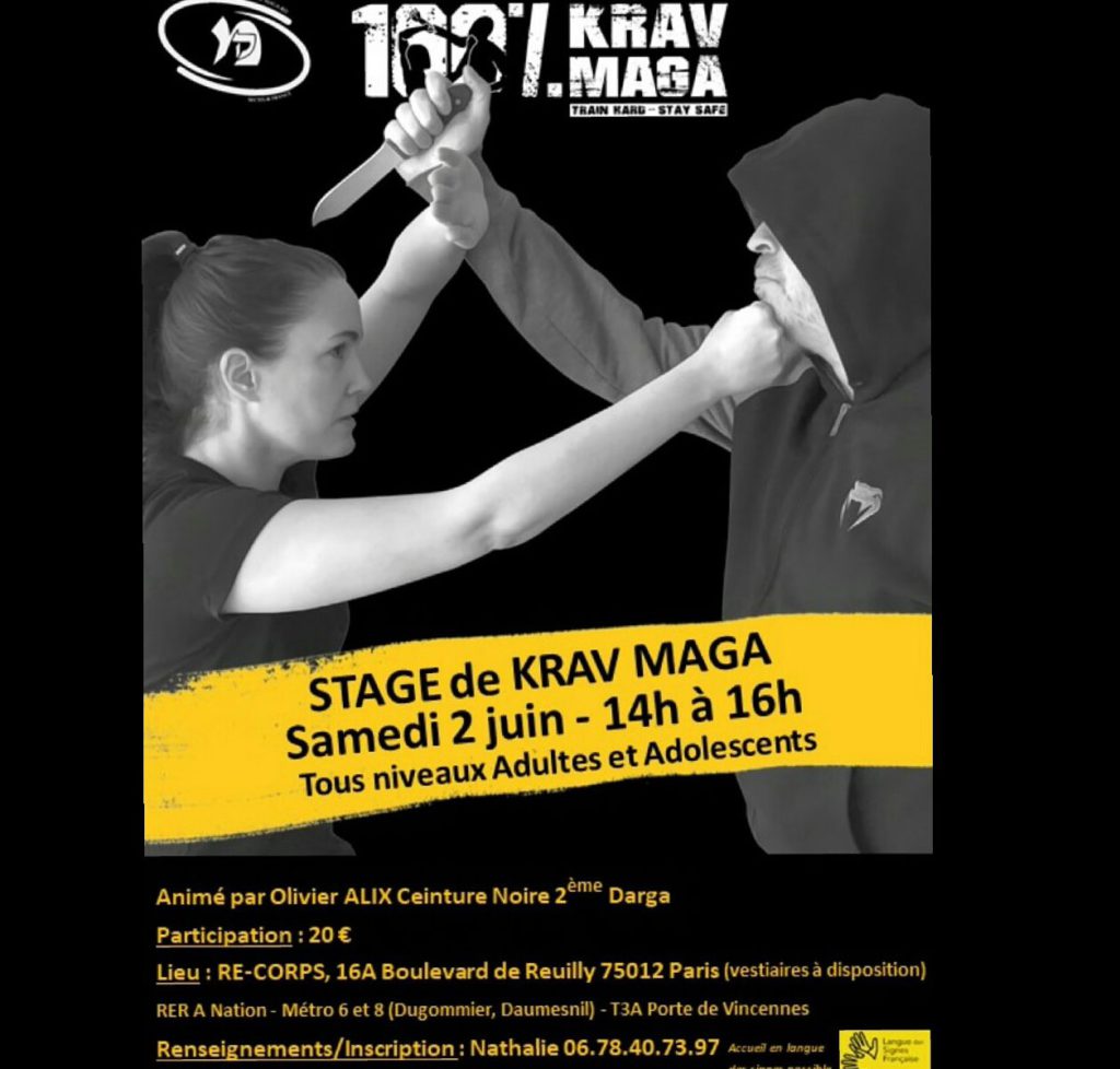 Flyer du Stage de Krav Maga du 2 juin 2018 100% Krav Maga